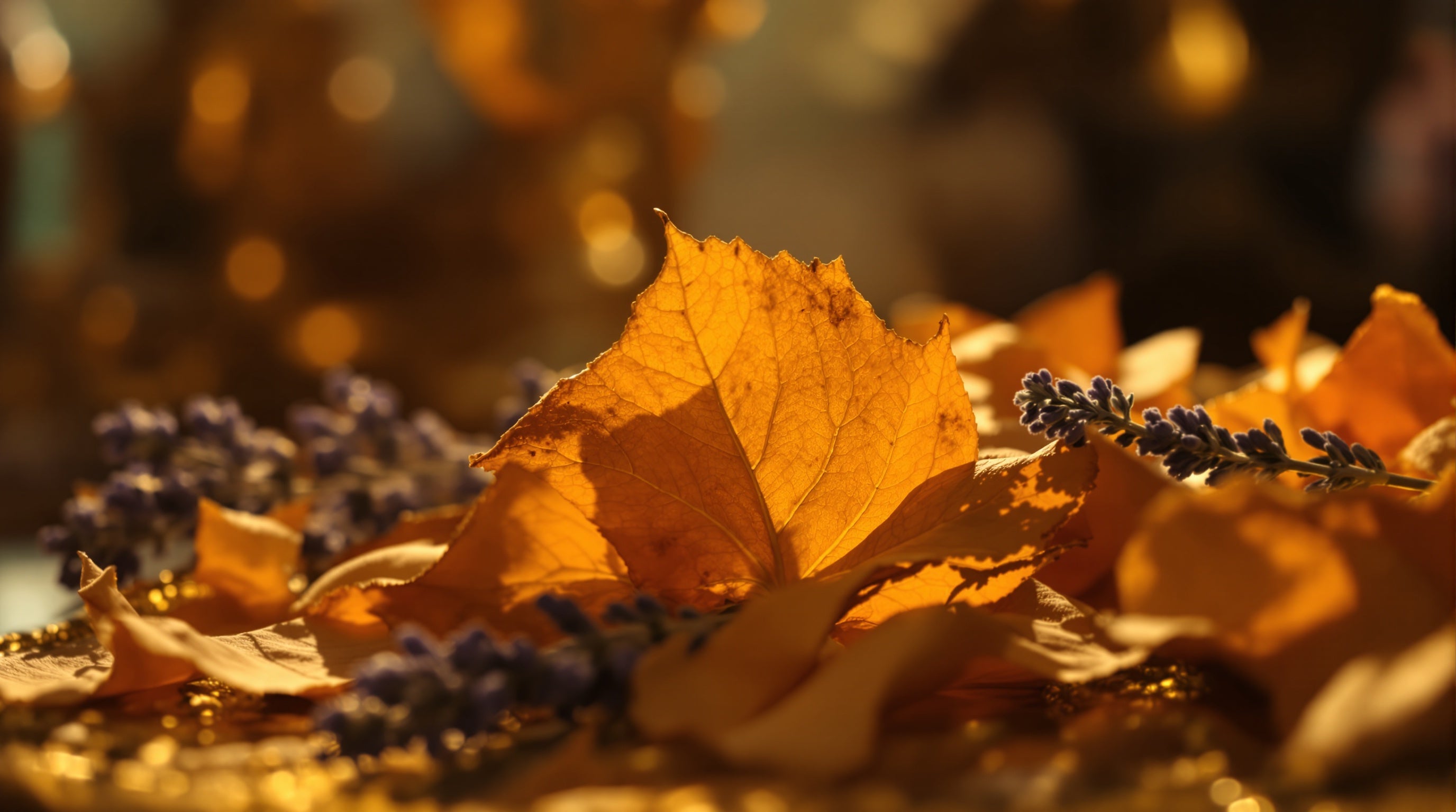 Honeyed tobacco leaves, lavender and gilded ornament in warm light, evoking Xerjoff