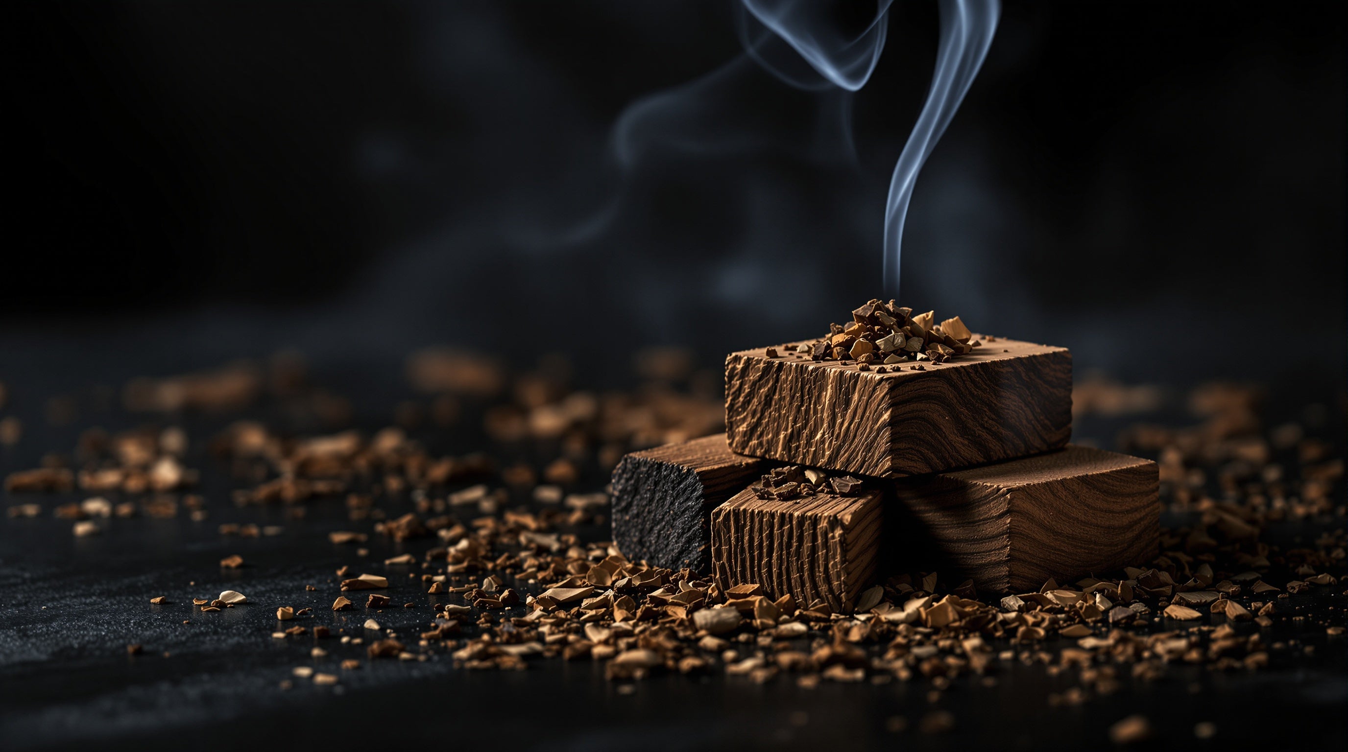 Cedar and sandalwood with a curl of smoke