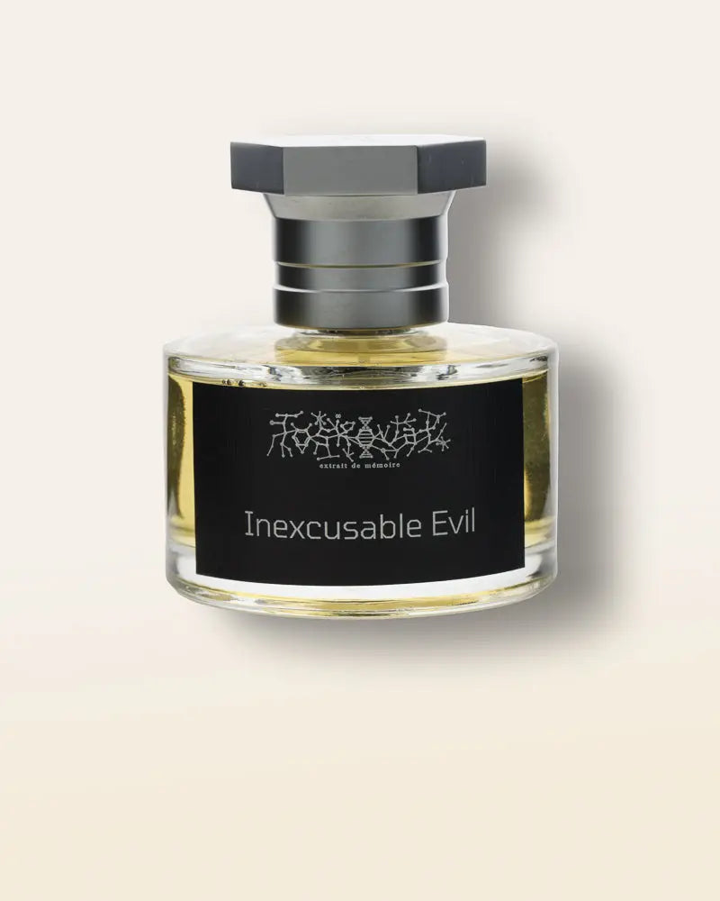 Toskovat Inexcusable Evil is a extrait of smoke, ink and resinous woods. Try an inexcusable evil toskovat' sample to test performance and evolution on your skin.
