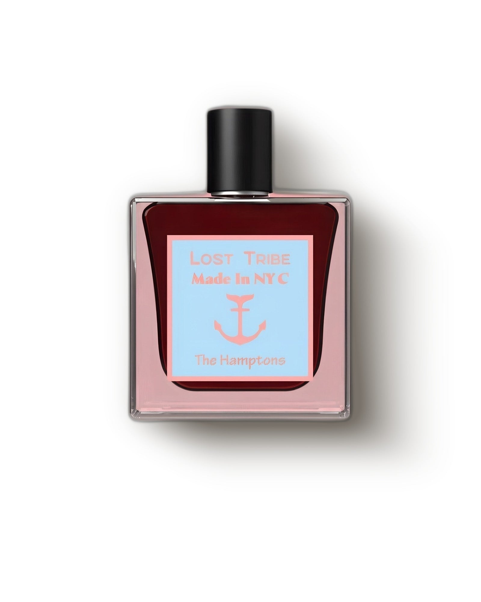 Lost Tribe The Hamptons square flacon with anchor label and ruby juice on cream, citrus floral extrait decant