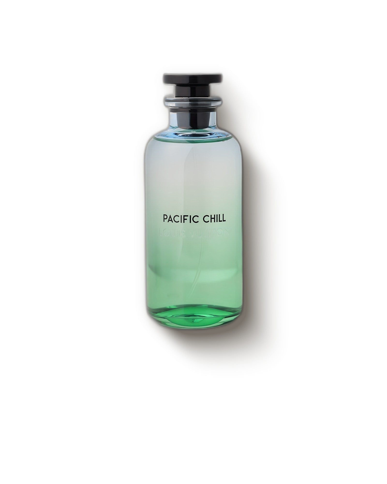 Louis Vuitton Pacific Chill green gradient bottle on a soft grey backdrop, fresh citrus eau de parfum decant