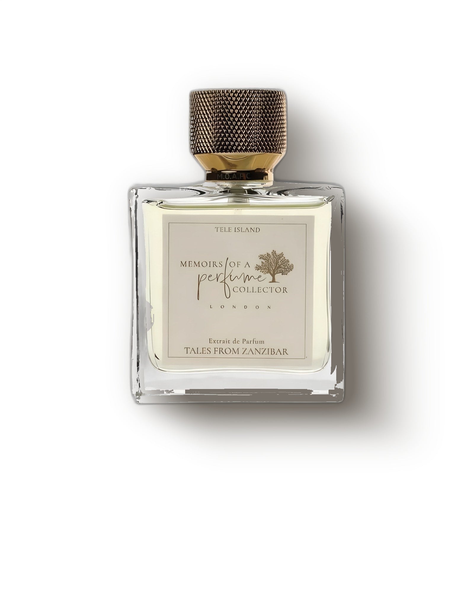 Memoirs of a Perfume Collector Tales from Zanzibar bottle on soft cream, tropical fruity extrait de parfum decant