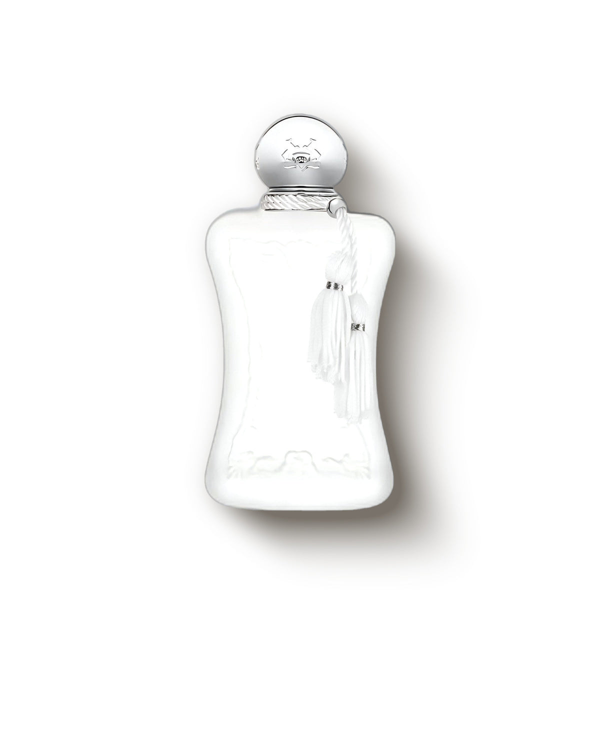 Parfums de Marly Valaya perłowobiały flakon ze srebrnym wieczkiem z herbem i chwostem, kwiatowe niszowe perfumy różane, decant