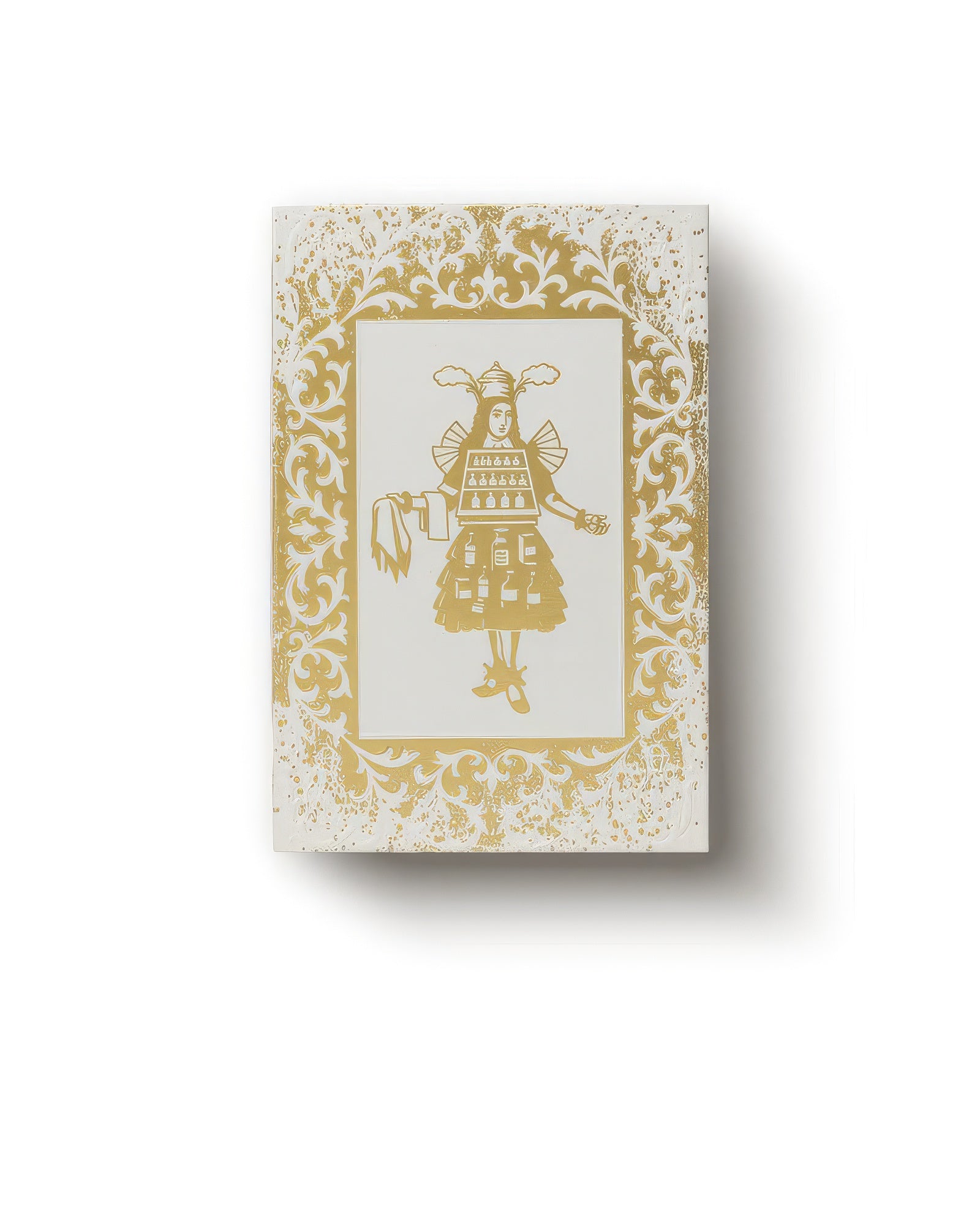 Gouttes Rares Nischenparfüm-Discovery-Set-Box in Creme mit Goldfolien-Parfumeur-Motiv, luxuriöses kuratiertes Entdeckungsset
