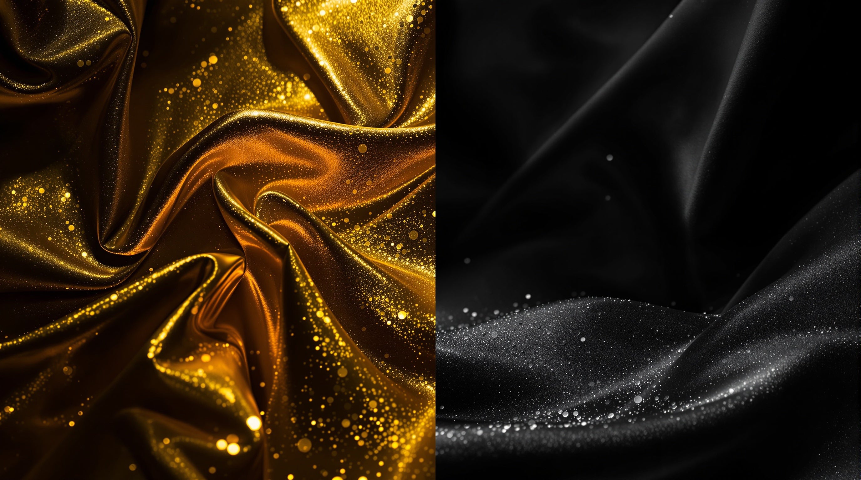 Luxurious golden silk contrasted against dull grey