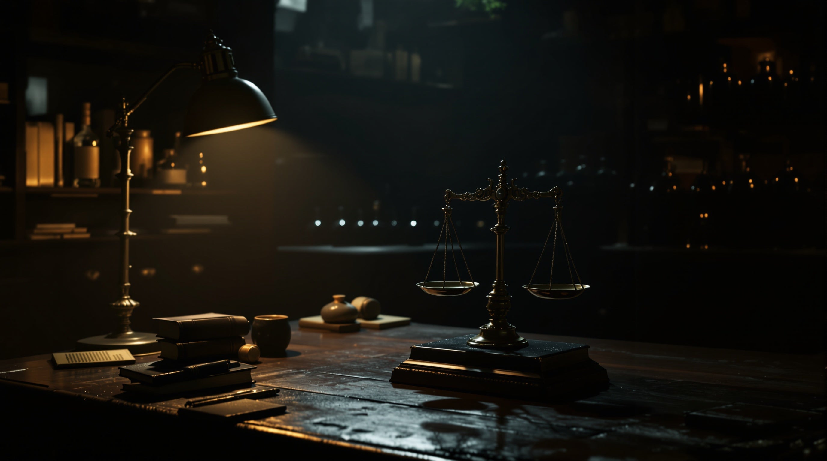 A perfumer's brass balance scale by lamplight
