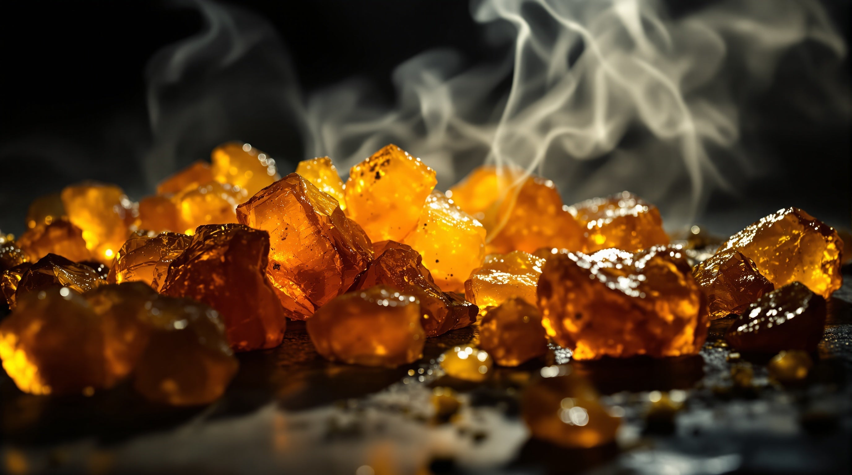 Glowing amber resin in warm light
