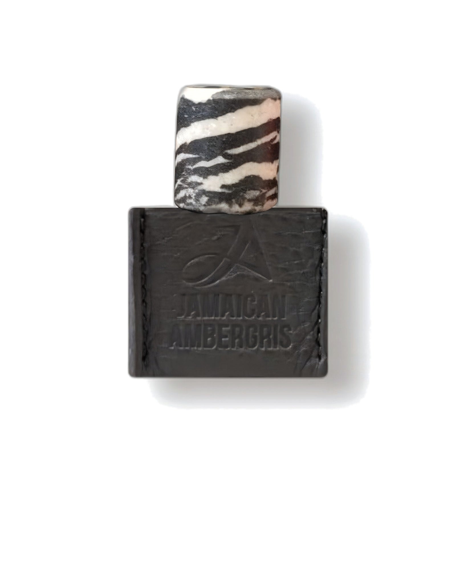 Ensar Oud Jamaican Ambergris Purple Sultani قارورة وغطاء رخامي بنقش الزيبرا يلقي ظلاً ناعماً، عينة مستخلص عود عنبري