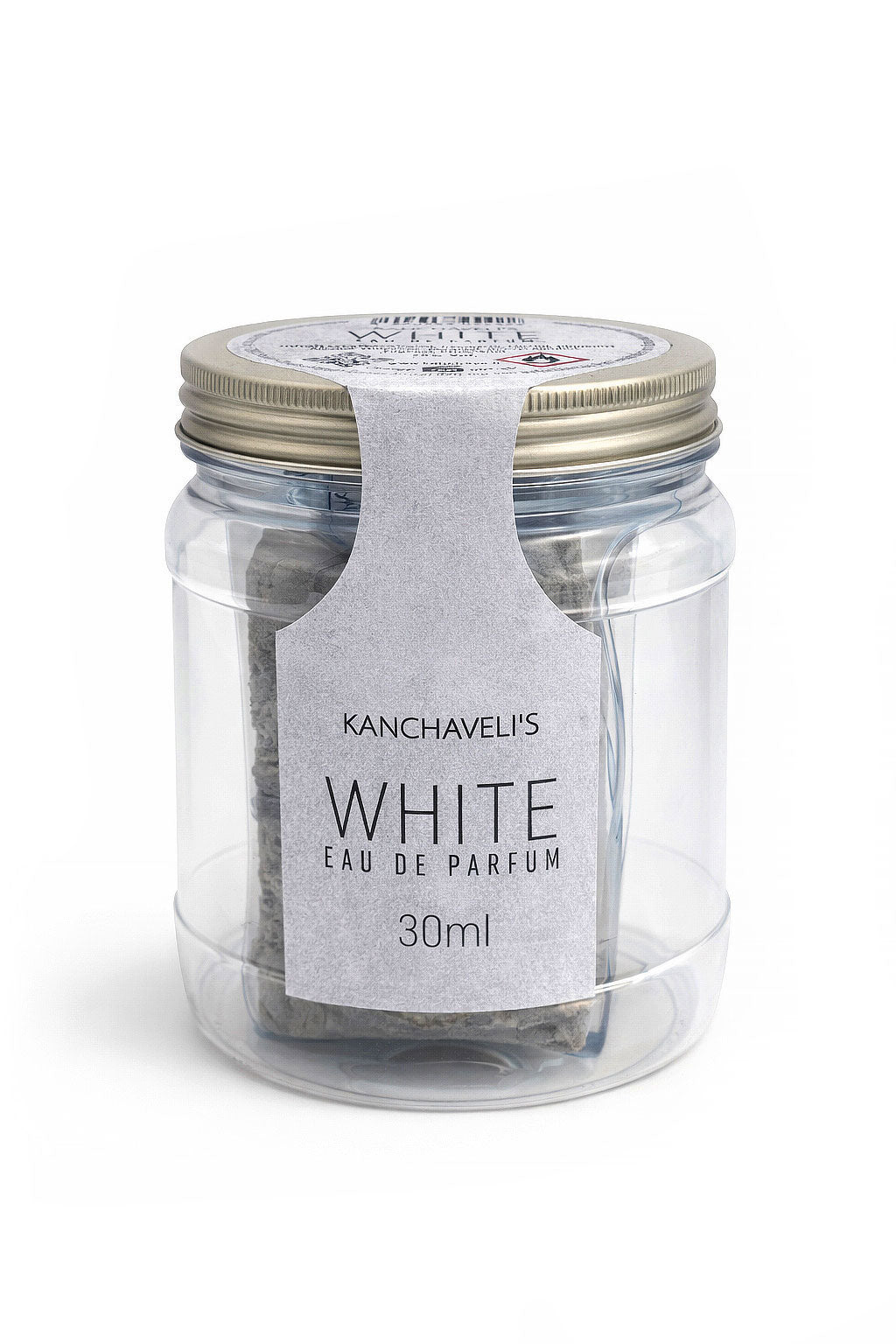 Bidzina Kanchaveli White eau de parfum sealed inside its labelled glass presentation jar, 30ml